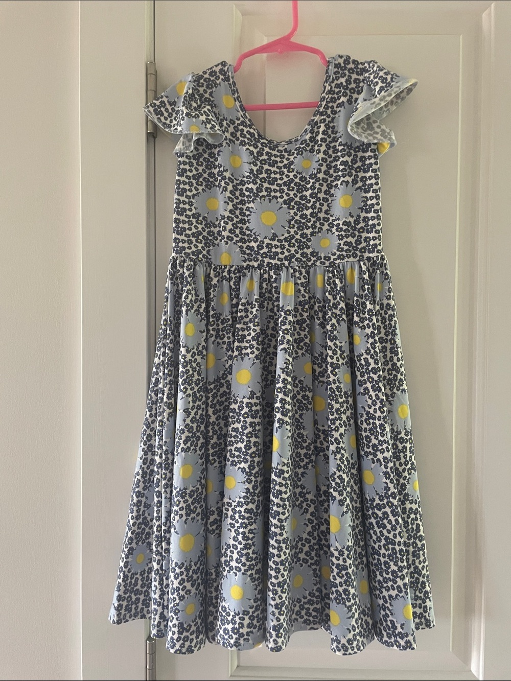 Dot Dot Smile Blue Dress with Yellow Daisy Print